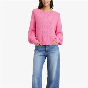 Cupcake Bubblegum Pink Knit Sweater Crewneck Lettuce Hem Large